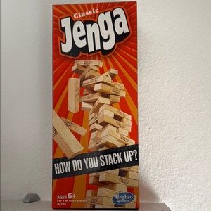 Hasbro Classic Jenga with Red and Tan Design